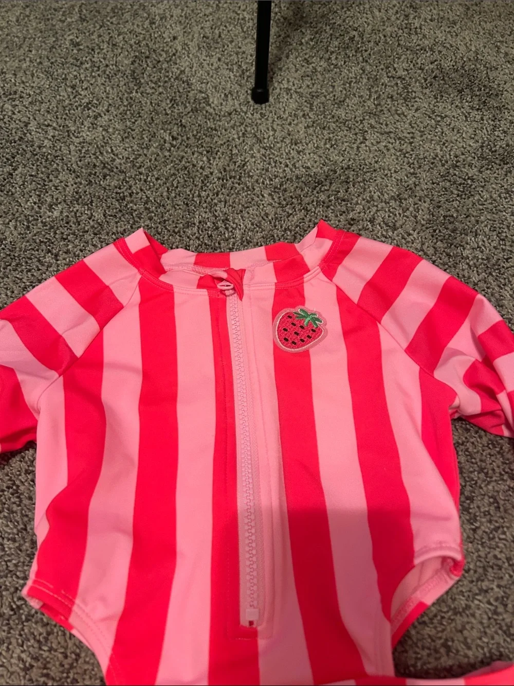 Cat & Jack Pink Striped Long-Sleeve One-Piece Swimsuit